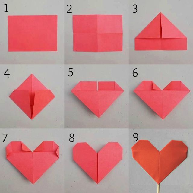 step by step instructions to make origami hearts