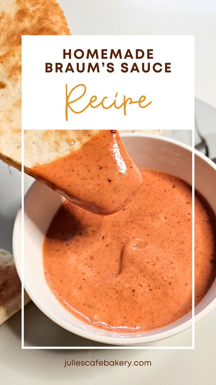 homemade braum's sauce recipe in a white bowl with bread on the side