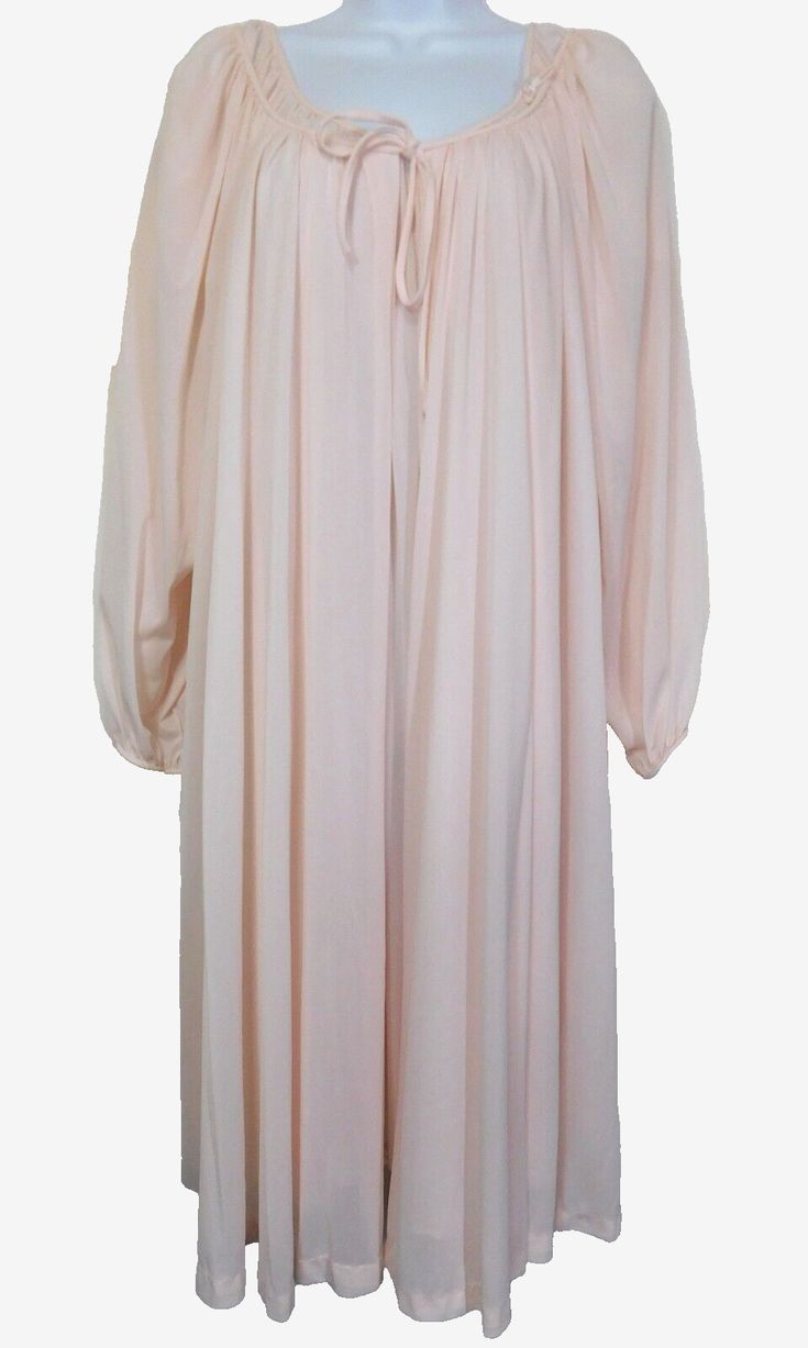 VTG Miss Elaine Silk Essence Peignoir Set Gown Robe L Pale Pink Long Nightgown Summer Long Sleeve Nightgown For Overnight, Long Sleeve Summer Nightgown, Elegant Flowy Sleepwear For Loungewear, Spring Long Sleeve Nightgown, Spring Overnight Robe With Long Sleeves, Spring Overnight Long Sleeve Robe, Feminine Long Sleeve Nightgown For Home, Long Summer Nightgown For Loungewear, Summer Long Nightgown For Loungewear