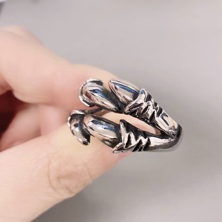 Men's Dragon claw gothic stainless steel ring  | eBay Gothic Claw Shaped Metal Rings, Gothic Claw Rings As Gift, Edgy Silver Metal Rings, Silver Punk Claw Rings, Edgy Silver Open Ring Jewelry, Silver Metal Jewelry With Claw Shape, Gothic Stainless Steel Metal Ring Jewelry, Punk Style Stainless Steel Metal Ring Jewelry, Punk Stainless Steel Jewelry With Metal Ring