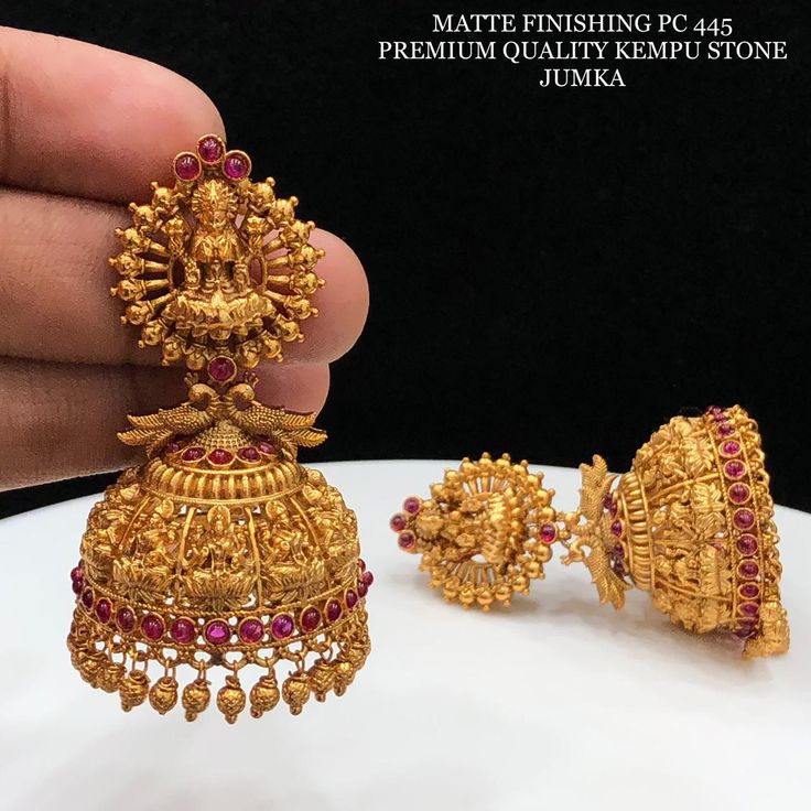 Jumkalu Gold, Gold Earrings Butalu, Bridal Jhumkas Gold, Jumka Earrings Gold Indian Jewelry, Jumkas Antiques Gold, Jumka Design Gold Bridal, Jimmiki Earrings Gold, Gold Jimikki Earrings, Kasulaperu Earrings