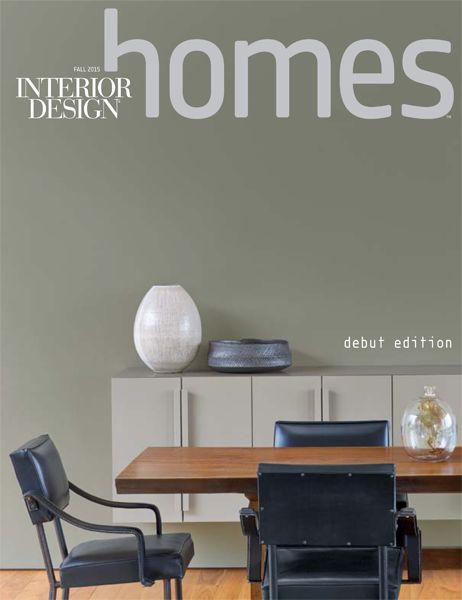 an interior design magazine cover with chairs and a table in front of a wall that reads homes