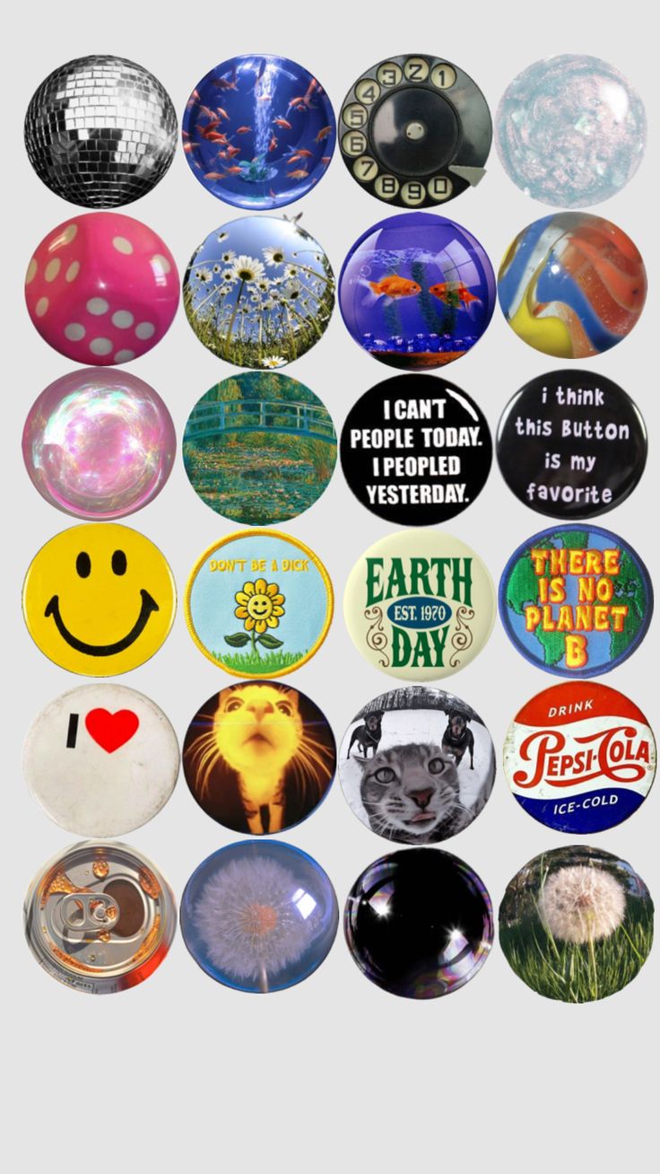 a bunch of different types of buttons on a white background with the words earth day written below them