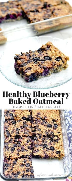 healthy blueberry baked oatmeal recipe with high protein and gluten free