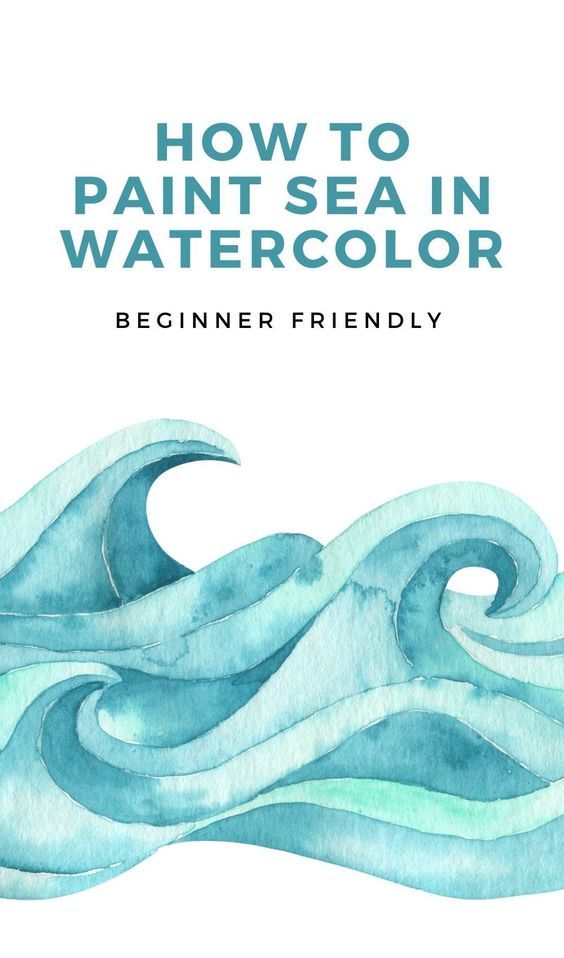 the cover of how to paint sea in watercolor, with blue waves on it