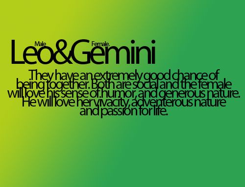 the words leo & gemini are written in black on a bright green background