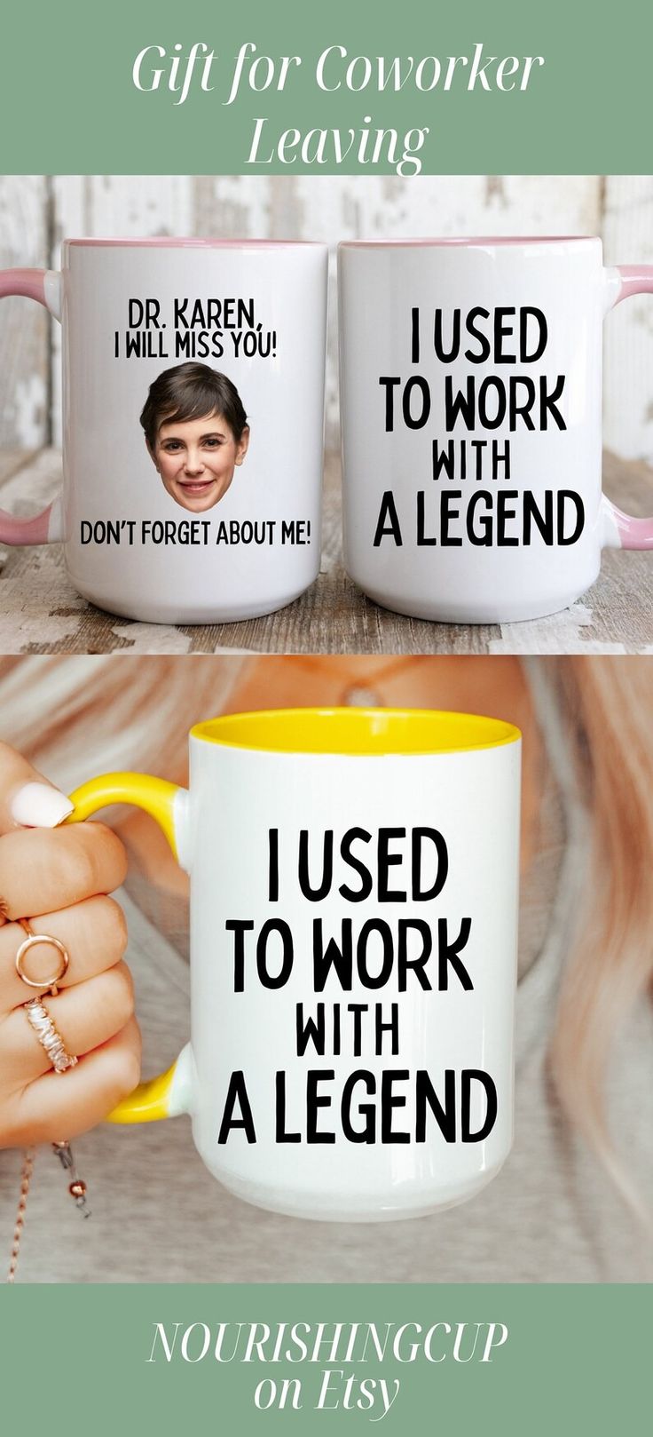 two coffee mugs with the words i used to work with a legend on them