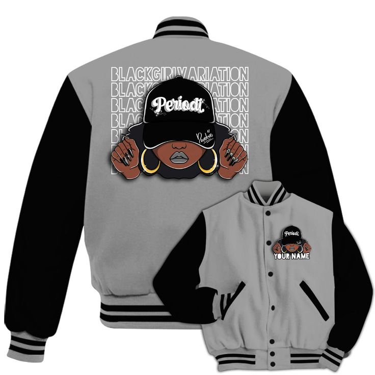 Brand Dunkare Black Wolf Grey 12s Varsity Jacket Custom Name Black Girl All Over Print Baseball Varsity Jacket Baseball Varsity Jacket, Black Wolf, Jacket Outfits, Custom Name, All Over Print, Varsity Jacket, Coats Jackets, Crop Top, Baseball