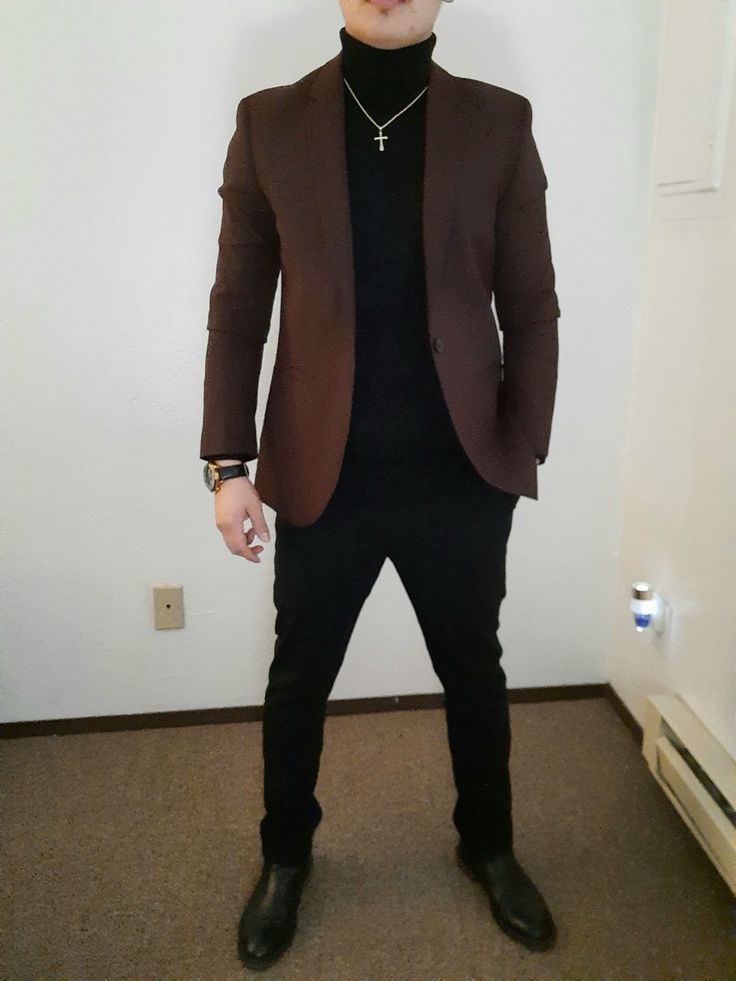 Business Outfits For Men, Black Blazer Outfit Men, Mens Turtleneck Outfits, Blazer Outfits For Men, Turtleneck Outfit Men, Turtleneck And Blazer, Black Turtleneck Outfit, Homecoming Outfit, Black Outfit Men