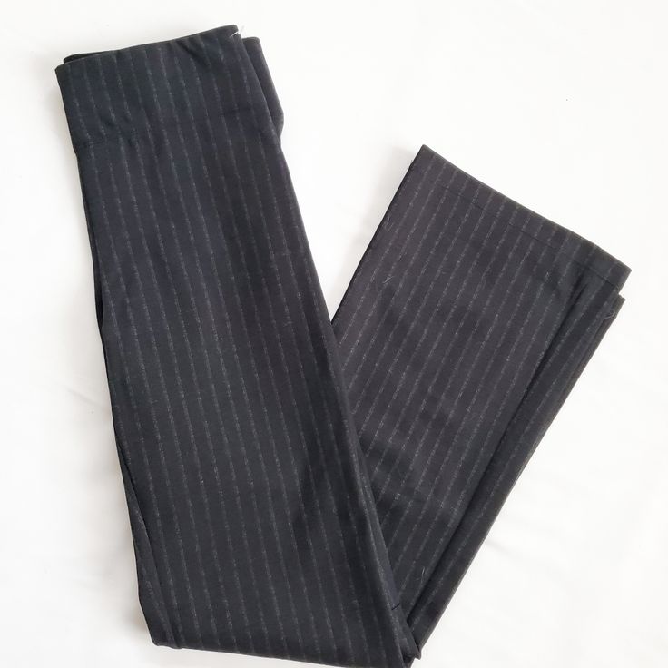 Professional, Yet Comfortable Gray Pinstripe Stretch Trousers By Max Studio. Slim Fit, High Rise, Flared Leg, Fully Elastic, Think Waistband, Back Seam Along Leg. Waist- 14" Unstretched Rise- 10" Inseam- 31" Striped Stretch Wide Leg Bottoms, Stretch Striped Straight Pants, Striped Wide Leg Stretch Pants, Striped Stretch Wide Leg Pants, Striped Wide Leg Office Bottoms, Stretch Wide Leg Bottoms With Vertical Stripes, Striped Stretch Trousers, Striped Trousers For Office, Stretch Striped Trousers