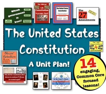 the united states constitution is shown in front of a blue and white background with information about it