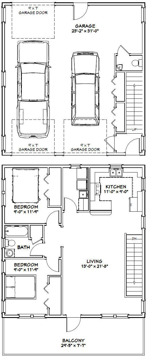 two story house plans with garage and living room