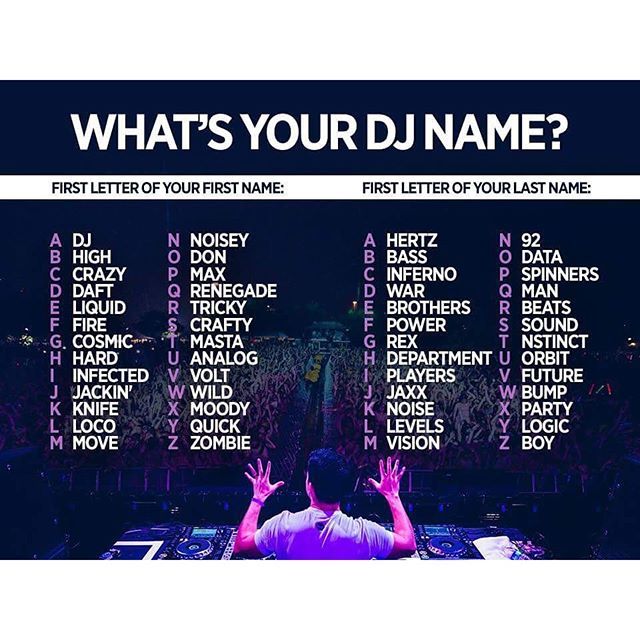 a dj is on stage with his hands up in front of him and the words what's your name?