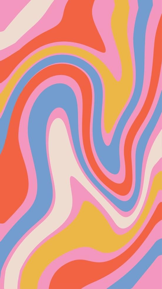 an abstract pattern in pink, blue, yellow and orange with wavy lines on it