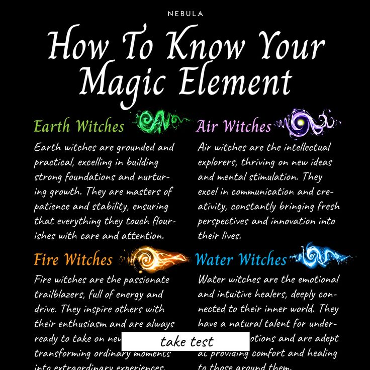 how to know your magic element for the fire witches, water witches and earth witches