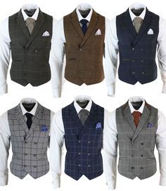 Mens Double Breasted Herringbone Tweed Peaky Blinders Vintage Check Waistcoat | eBay Double Breasted Vest Men, डिजाइनर कपड़े, Mens Vest Fashion, Tweed Waistcoat, Mens Waistcoat, Waistcoat Men, Mens Suit Vest, Men's Vests, Dress Suits For Men