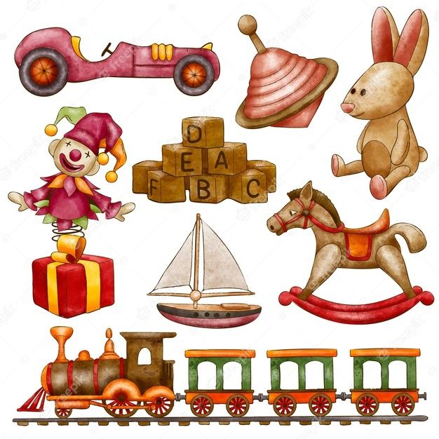 an image of children's toys that are on the train tracks and in the air