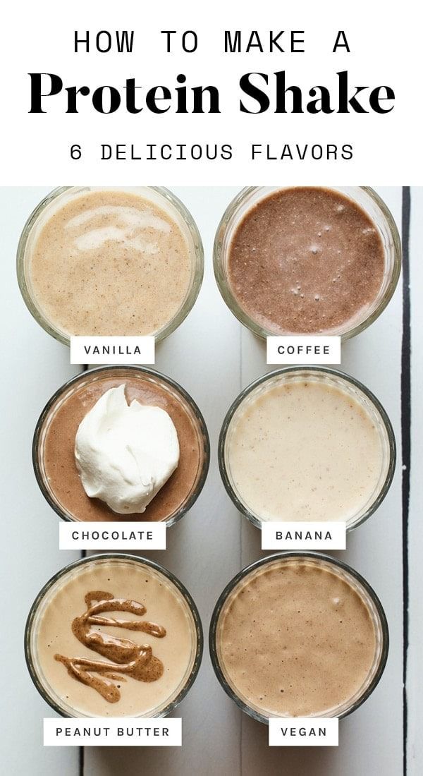 an image of how to make a protein shake with 6 delicious flavores in it