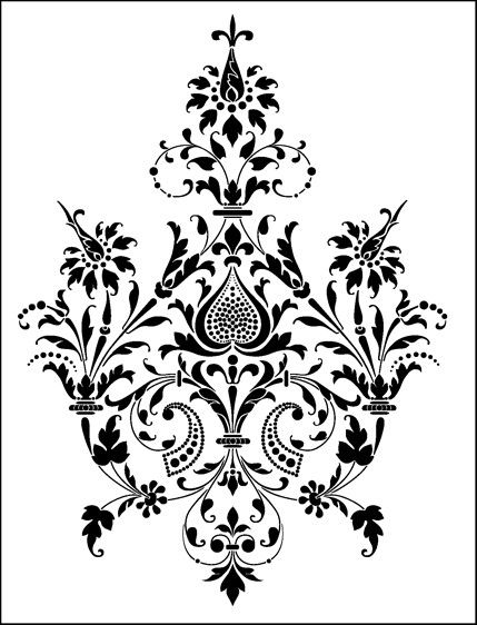 an ornate black and white pattern