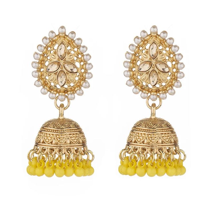 The versatile Cassie Jhumka Earrings are the ideal addition to any collection. Featuring just the right size and delicate details, these earrings can be dressed up or down to suit your style. Embrace their versatility and elevate any outfit with this must-have accessory. *This Product takes a Minimum of 30days to Ship* Navratri Drop Earrings For Pierced Ears, Navratri Drop Danglers For Pierced Ears, Navratri Chandbali Earrings For Pierced Ears, Elegant Drop Earrings For Navratri, Festive Beaded Latkan Earrings, Navratri Drop Earrings Jhumkas, Bollywood Style Drop Earrings For Navratri, Bollywood Style Navratri Drop Earrings, Earrings With Latkans For Navratri