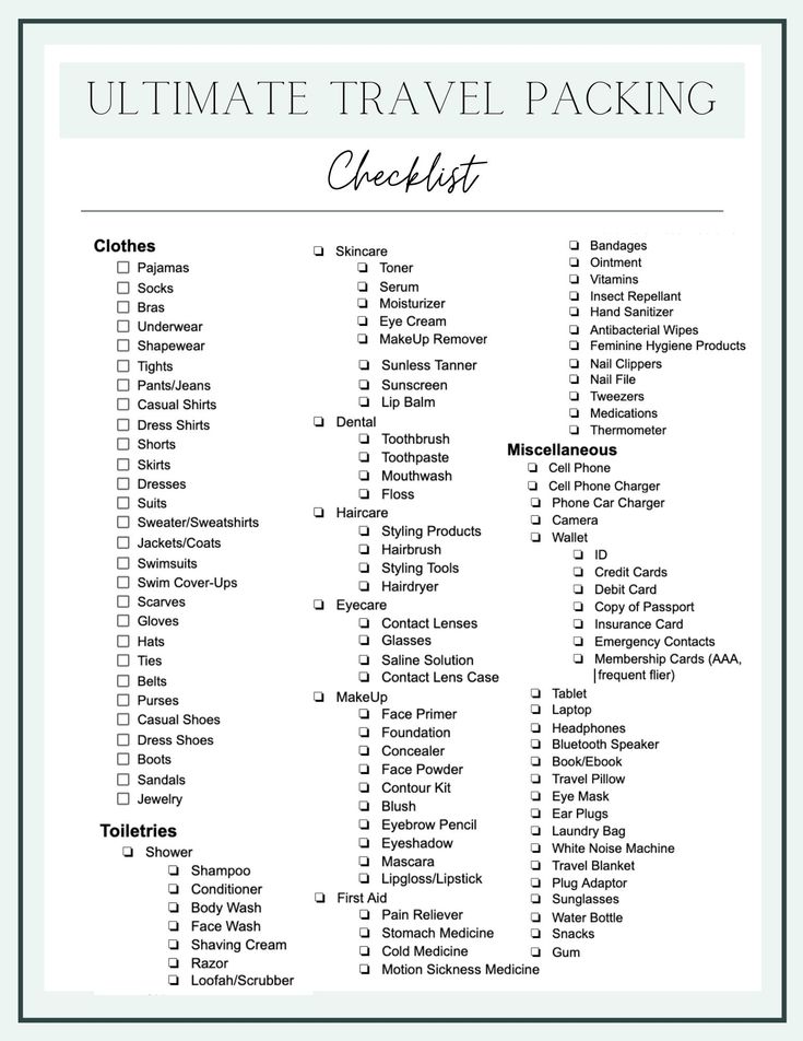 the ultimate travel packing checklist