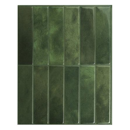 green glass tiles are arranged in rows