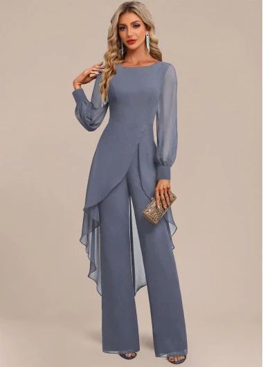 Jumpsuit Elegant, Tankini Set, Outdoor Pergola, Long Sleeve Jumpsuit, Jumpsuit Fashion, Style Mistakes, Bottom Clothes, Mother Of The Bride Dresses, Blue Dress