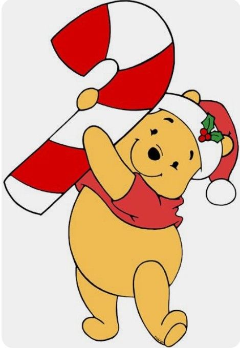 winnie the pooh with santa hat and candy cane