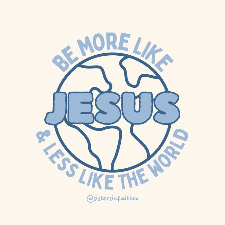 the word jesus is written in blue on a white background with an image of the earth