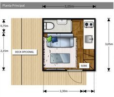 the floor plan for a small apartment with one bedroom and an attached living room area