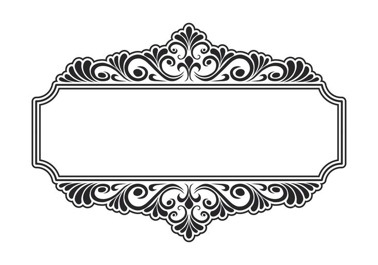 an ornate black and white frame with scrolls on the edges, for text or image