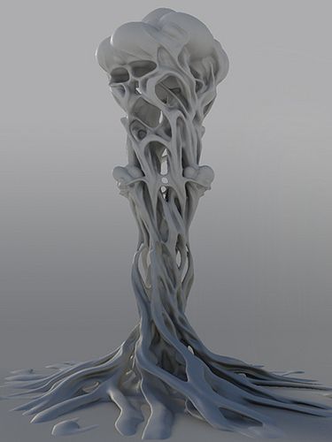 an artistically designed vase is shown on a gray background with water swirling around it