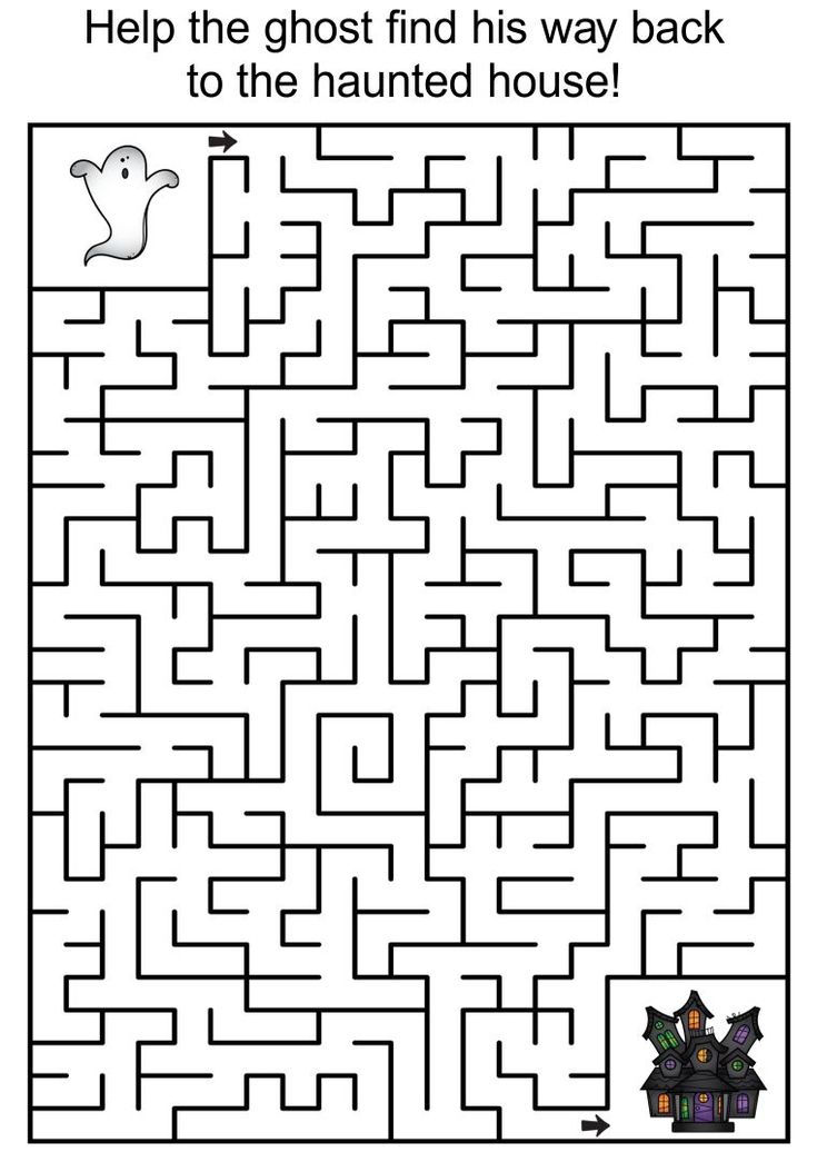 a halloween maze for kids to help them find their way to the house and get back