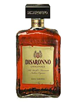 a bottle of disarronno originale liquor on a white background with the label removed