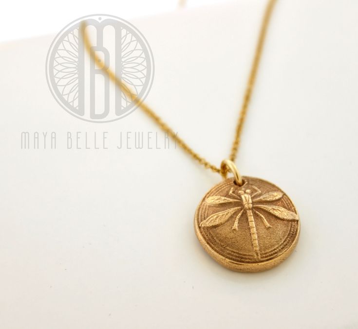 Dragonfly Fingerprint necklace - Maya Belle Jewelry Matte Gold Brass Jewelry As A Gift, Adjustable Etched Jewelry As A Gift, Engraved Bronze 14k Gold Necklaces, Stamped 14k Gold Round Pendant Necklace, Gold Jewelry For Memorial, 14k Gold Stamped Round Pendant Necklace, 14k Gold Stamped Jewelry As Gift, Small Brass Jewelry Gift, Matte Gold Hypoallergenic Jewelry For Gift