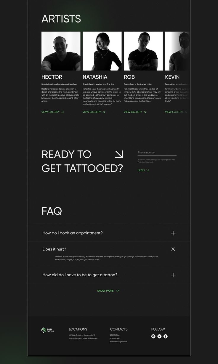 an image of a website page with black and green colors