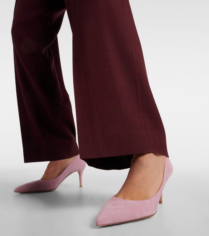 Gianvito 70 suede pumps in pink - Gianvito Rossi | Mytheresa Pink Suede Heels, Mid Heels Pumps, Rossi Shoes, Black Suede Pumps, Blue Pumps, Princess Shoes, Pink Pumps, White Pumps, Pink Suede