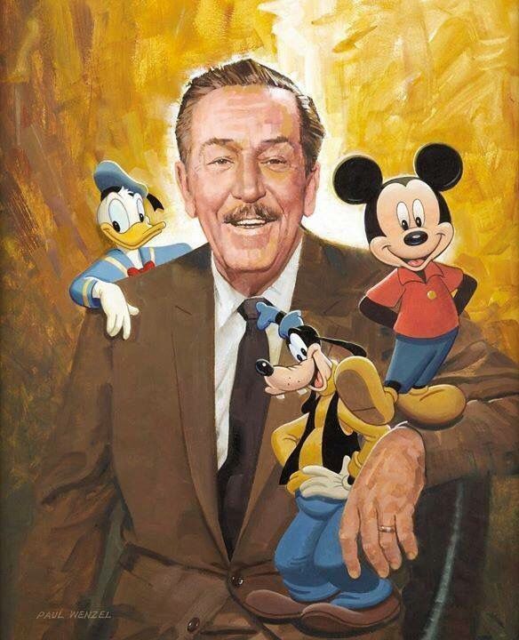 an oil painting of mickey mouse and his family