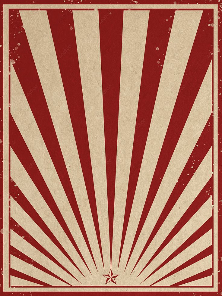 a red and white sunburst poster with grungy edges