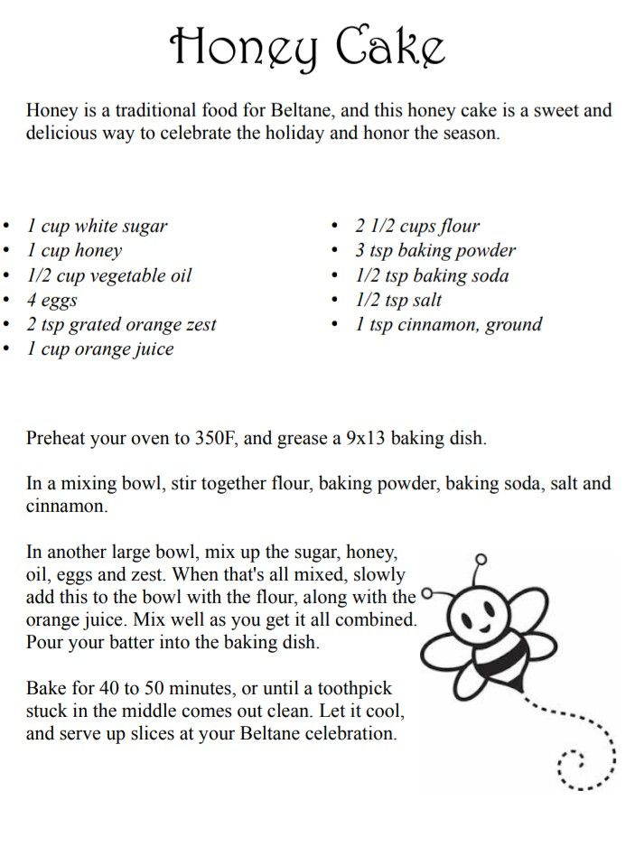 a recipe for honey cake with instructions on how to bake it in the oven