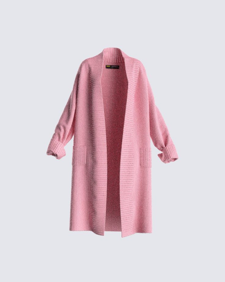 Sometimes all it takes is a cute, long pink knit cardigan to complete the look 😇 Throw over any fit for the perfect look for all occasions 🙌🏼 Pink Knit Cardigan, Fuzzy Skirt, Hot Pink Cardigan, White Corset Dress, Denim Pleated Skirt, Red Mini Skirt, Orange Satin, Effortlessly Chic Outfits, Looks Party