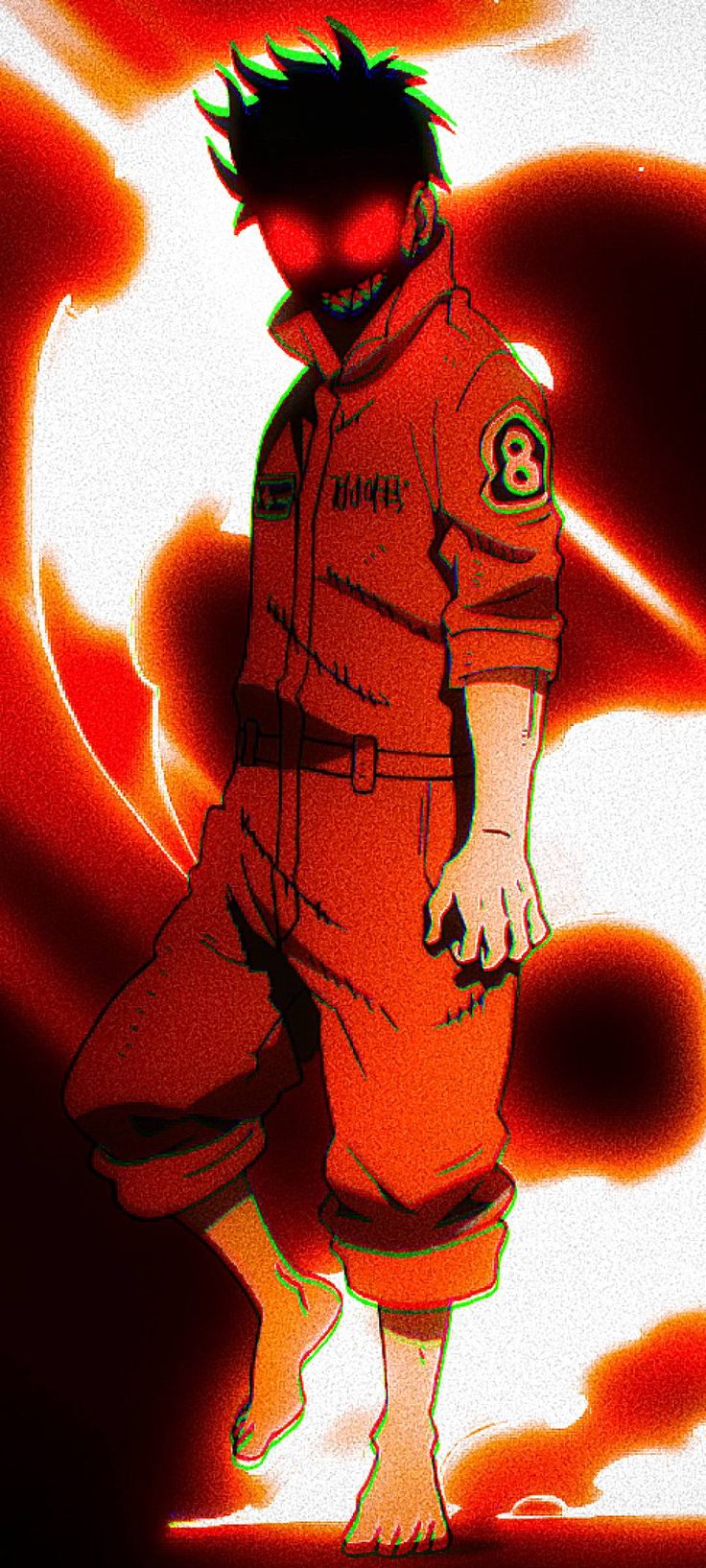 an animated image of a man in orange and black uniform with his hands on his hips