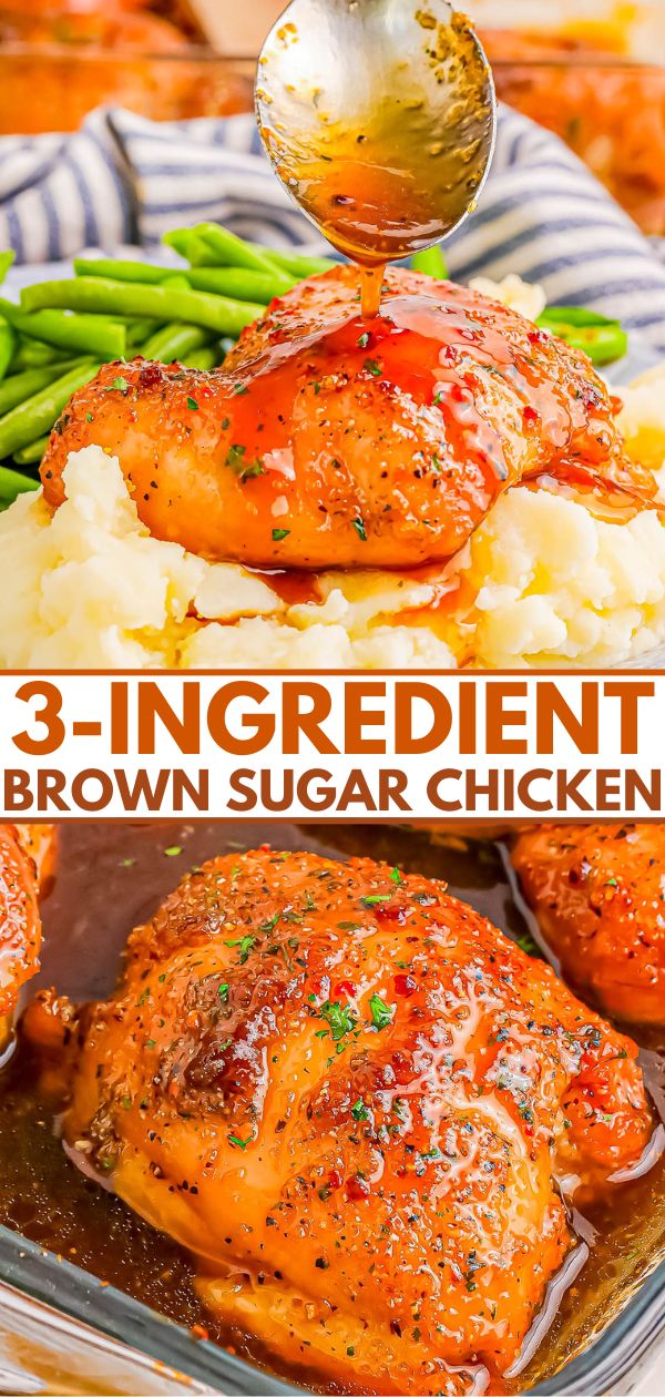 Baked Brown Sugar Italian Chicken - 🍗🇮🇹👏🏻 The EASIEST baked chicken recipe ever because you only need 3 key ingredients and it's ready in 30 minutes! The chicken is moist, juicy, and has a lightly caramelized brown sugar glaze that's balanced by zesty Italian seasoning. This will become a family FAVORITE chicken dinner recipe especially on busy weeknights when you need to get dinner on the table fast and it's picky eater approved! 's ready in 30 minutes! The chicken is moist, juicy, and has Easiest Baked Chicken, Brown Sugar Italian Chicken, Dinners Slow Cooker, Tasty Healthy Meals, Appetizers Chicken, Easy Chicken Recipes For Dinner, What To Cook For Dinner, Soups Chicken, Main Dish Ideas