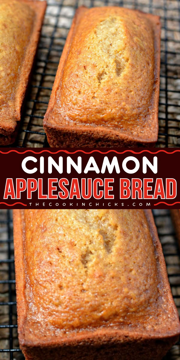 This Cinnamon Applesauce Bread is so moist, tender, and sweet quick bread that is awesome for your Fall breakfast ideas. It's easy to prepare and requires only a few ingredients. This best apple recipe is perfect for your holiday brunch food as you savor the goodness of apple flavor for the season! Applesauce Loaf Bread, Mini Applesauce Bread, Made With Applesauce, Easy Apple Breads, Apple Bread Using Applesauce, Snickerdoodle Apple Bread, Glazed Apple Cinnamon Oatmeal Bread, Yellow Bread Recipe, Honey Applesauce Bread