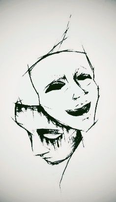 a drawing of two faces with different expressions