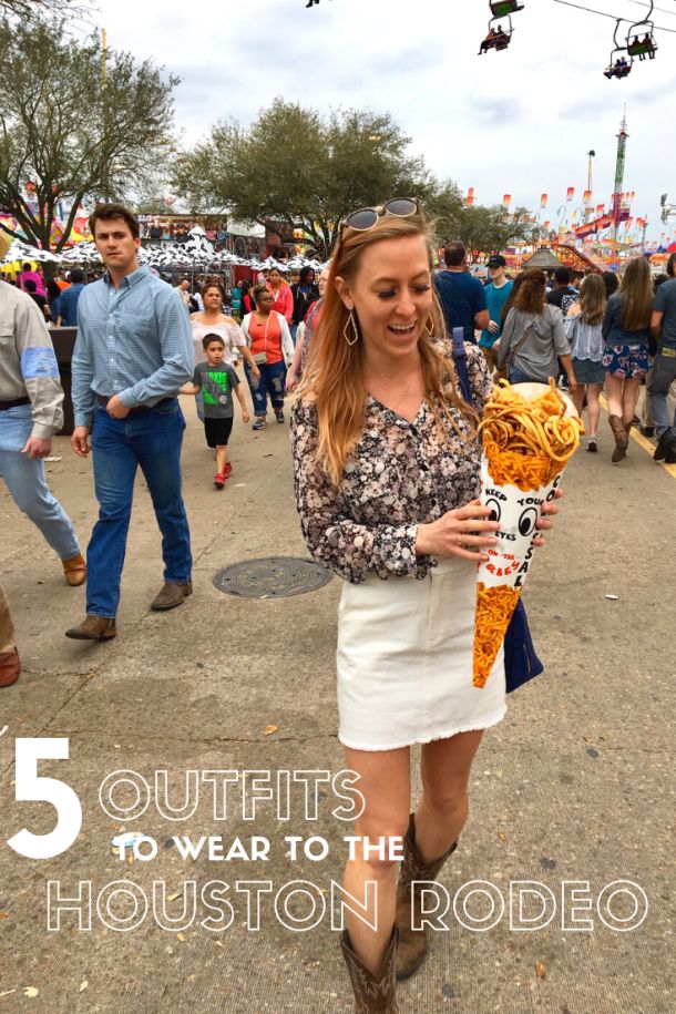 5 Outfits to Wear to the Houston Rodeo Houston Livestock Show And Rodeo Outfits, Rodeo Carnival Outfits, What To Wear To Rodeo Outfits, Spring Rodeo Outfits For Women, Austin Rodeo Outfit, Mom Rodeo Outfit, Outfit Ideas For Texas Trip, Hlsr Houston Rodeo Outfit, Rodeo Cookoff Outfit