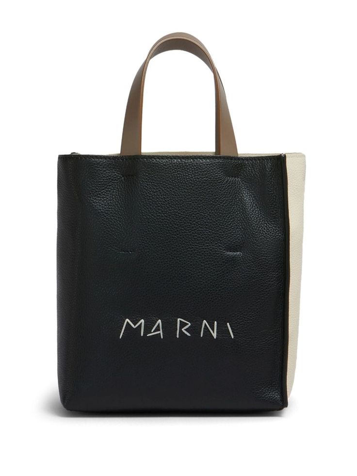 black/white calf leather cotton blend leather top handles embroidered logo to the front detachable shoulder strap open top main compartment zipper-fastening internal pocket Color Block Tote Bag, Color Block Tote, Tote Bag Black, City Dress, Chanel 2, Iconic Bags, Demi Fine Jewelry, Summer Beach Wear, Fine Earrings