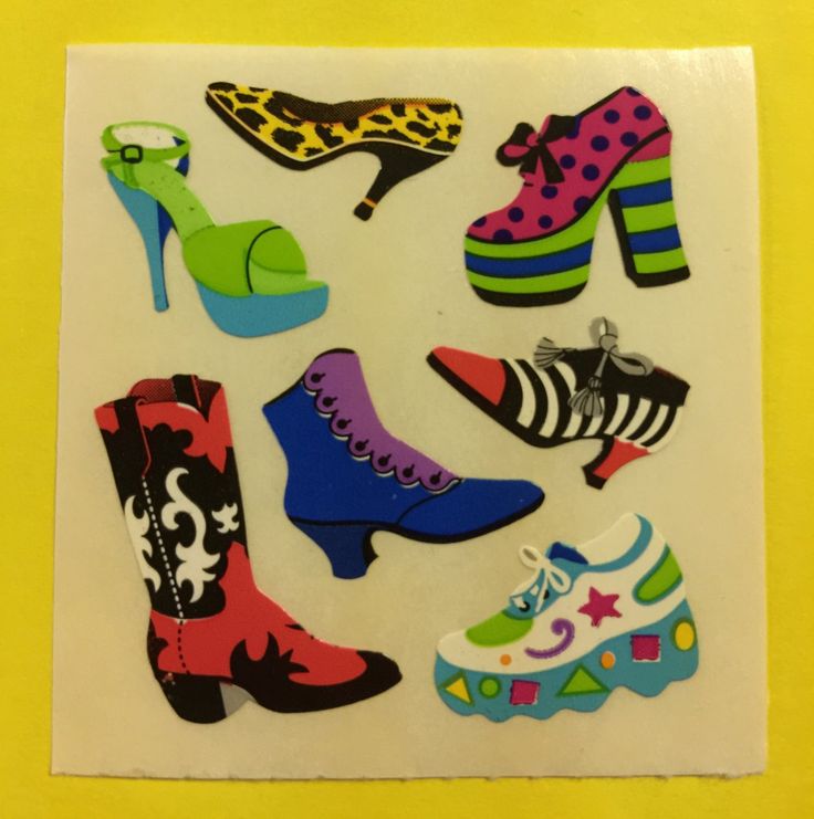 Sandylion+Shoes+Funky+Cowboy+Boots+Sneakers+Platform+Stickers+Rare+Vintage+KK419 Sandy Lion Stickers, Sticker Printouts, 2000s Stickers, Funky Cowboy, Childhood 2000s, Sandylion Stickers, Scrapbook Ephemera, Sticker Books, Flash Sheet