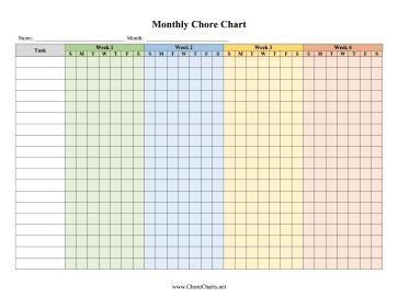 a printable chart for the month and months