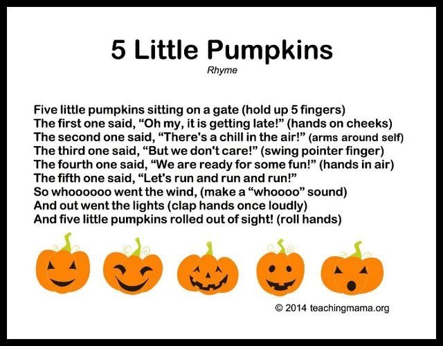 five little pumpkins poem for kids to learn how to spell the word'5 little pumpkins '